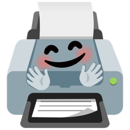 Printer and Smiling face with open hands