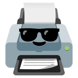 Printer and Smiling face with sunglasses
