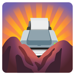 Printer and Sunrise over mountains