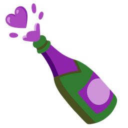 purple heart and bottle with popping cork