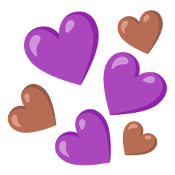 purple heart and brown heart