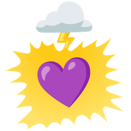 purple heart and cloud with lightning