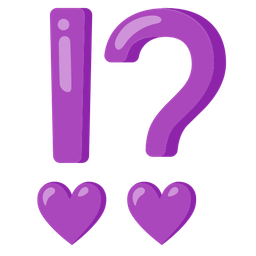 purple heart and exclamation question mark