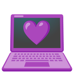 purple heart and laptop