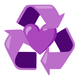 purple heart and recycling symbol