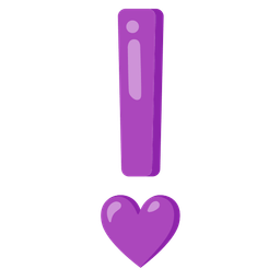 purple heart and red exclamation mark