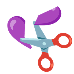 purple heart and scissors