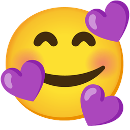 Purple heart and Smiling face with hearts