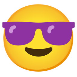 Purple heart and Smiling face with sunglasses