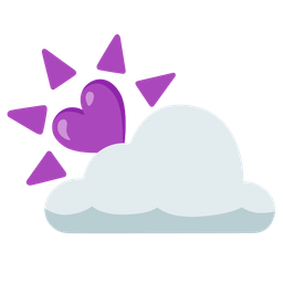 purple heart and sun behind cloud