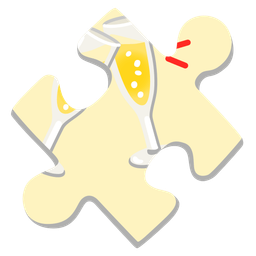 puzzle piece and clinking glasses