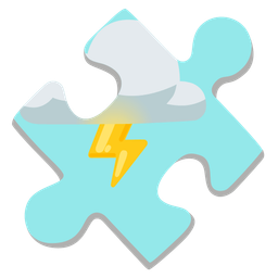 puzzle piece and cloud with lightning