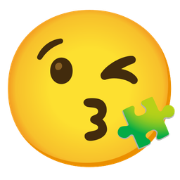 Puzzle piece and Face blowing a kiss