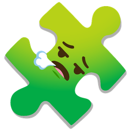 puzzle piece and face exhaling