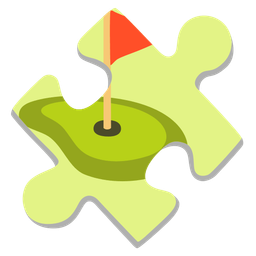 puzzle piece and flag in hole