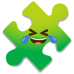 Puzzle piece and Rolling on the floor laughing