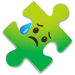 puzzle piece and sad but relieved face