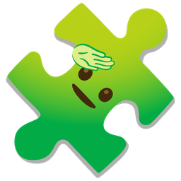 puzzle piece and saluting face