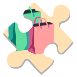 puzzle piece and shopping bags