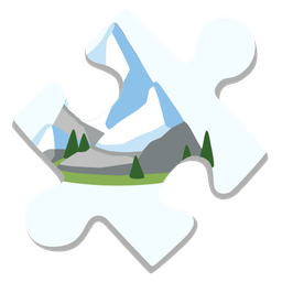 puzzle piece and snow-capped mountain