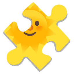 puzzle piece and sun with face