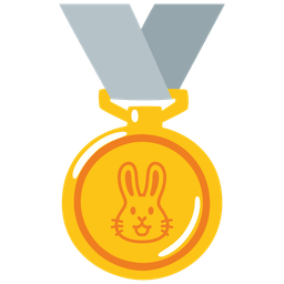 rabbit face and 1st place medal