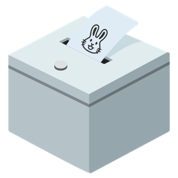 Rabbit face and Ballot box with ballot