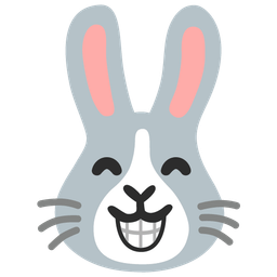 Rabbit face and Beaming face with smiling eyes