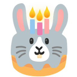 rabbit face and birthday cake
