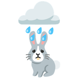 Rabbit face and Cloud with rain