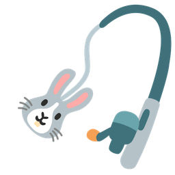 rabbit face and fishing pole