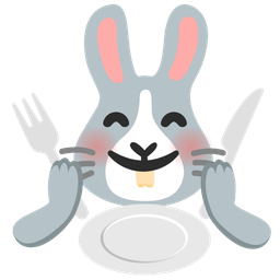 Rabbit face and Fork and knife with plate