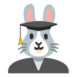 Rabbit face and Graduation cap