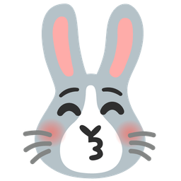 Rabbit face and Kissing face with closed eyes
