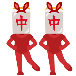 Rabbit face and Mahjong red dragon