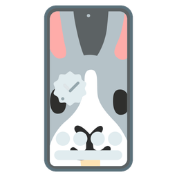 Rabbit face and Mobile phone