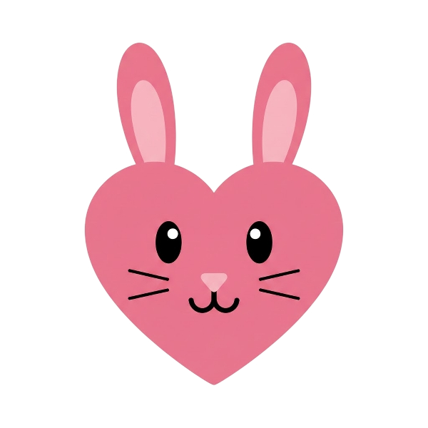 Rabbit face and Pink heart