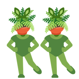 Rabbit face and Potted plant