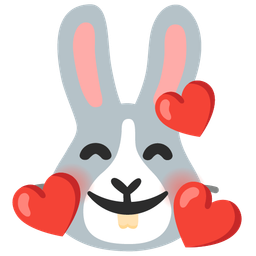 Rabbit face and Smiling face with hearts