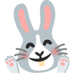 Rabbit face and Smiling face with open hands
