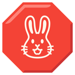 Rabbit face and Stop sign