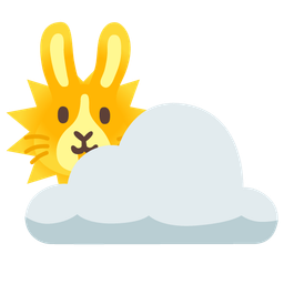 Rabbit face and Sun behind cloud