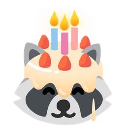raccoon and birthday cake