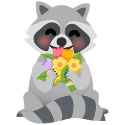 raccoon and bouquet