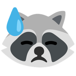 Raccoon and Downcast face with sweat