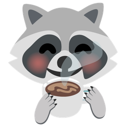 raccoon and hot beverage