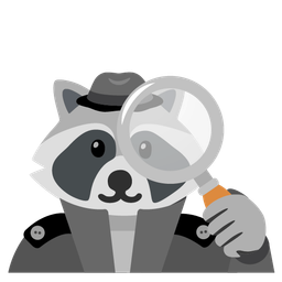 Raccoon and Magnifying glass tilted right