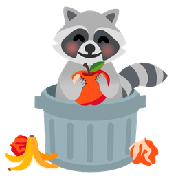 raccoon and red apple