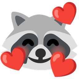 Raccoon and Smiling face with hearts
