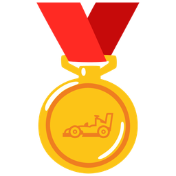 racing car and 1st place medal